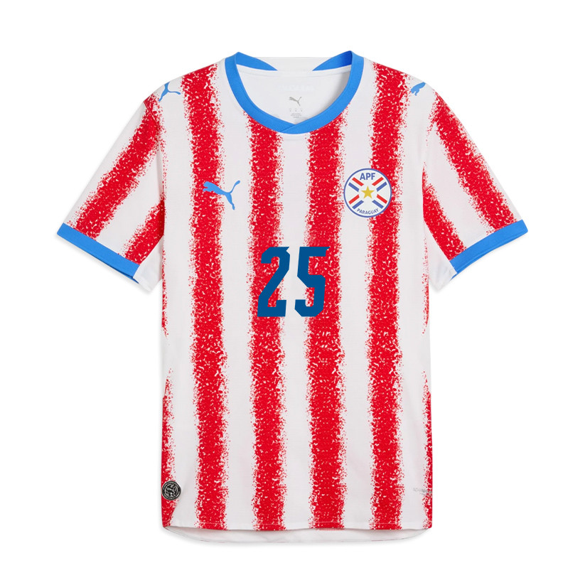 Gustavo Velázquez 25 Paraguay National Team 2026 Home Jersey - White/Red, Men - Jersey Teams