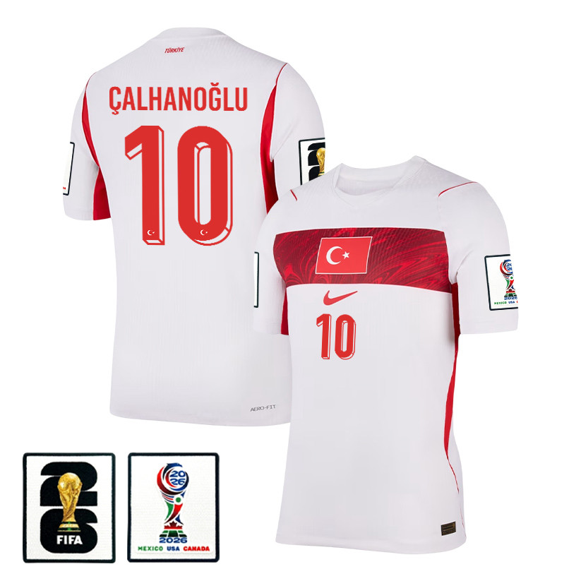 Hakan Çalhanoğlu 10 Turkey National Team 2026 Away Jersey - White, Men - Jersey Teams
