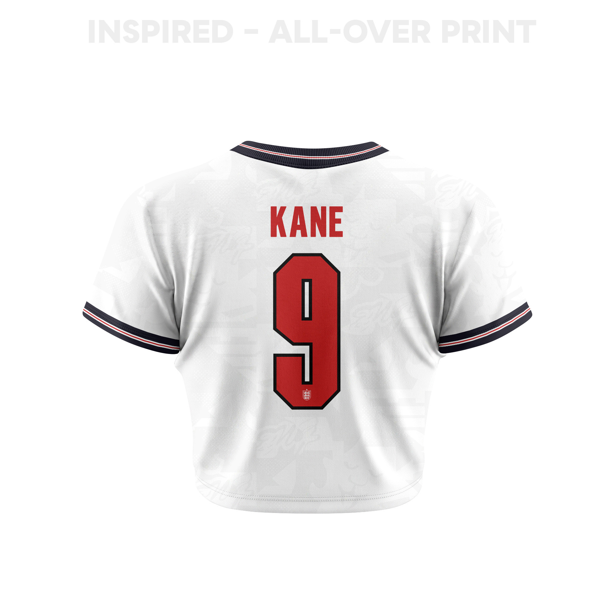 Harry Kane 9 England 2026 Women's Home All-Over Print Cropped Jersey - White - Jersey Teams
