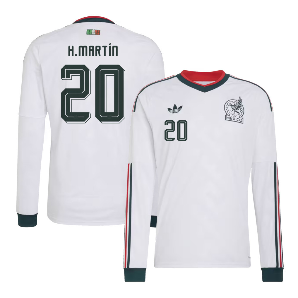 Henry Martín 20 Mexico National Team 2026 Away Long Sleeve Jersey - White - Jersey Teams