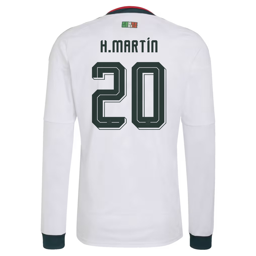 Henry Martín 20 Mexico National Team 2026 Away Long Sleeve Jersey - White - Jersey Teams