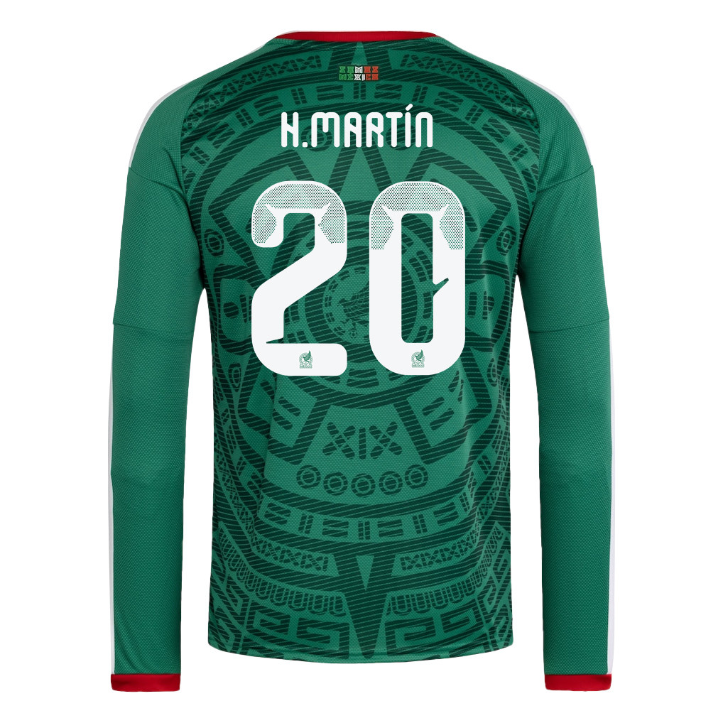 Henry Martín 20 Mexico National Team 2026 Home Long Sleeve Jersey - Green - Jersey Teams