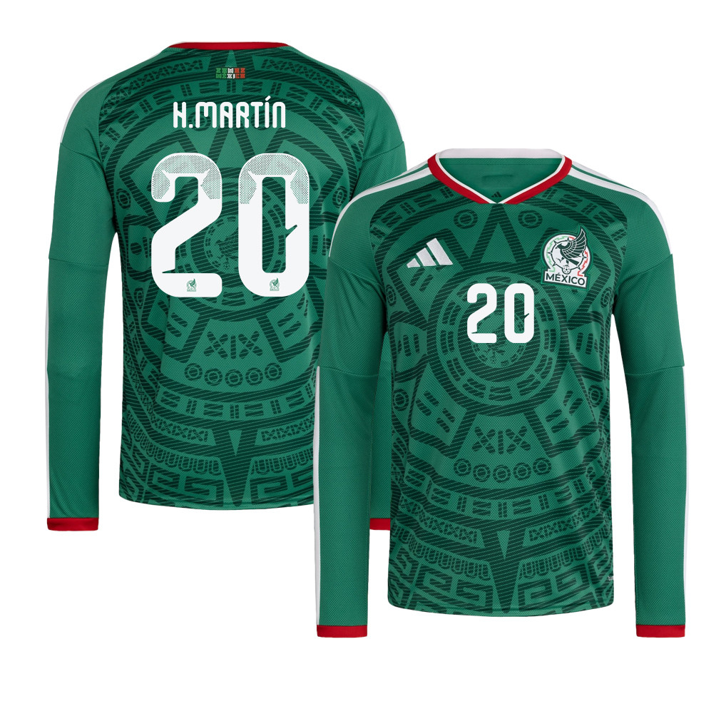 Henry Martín 20 Mexico National Team 2026 Home Long Sleeve Jersey - Green - Jersey Teams