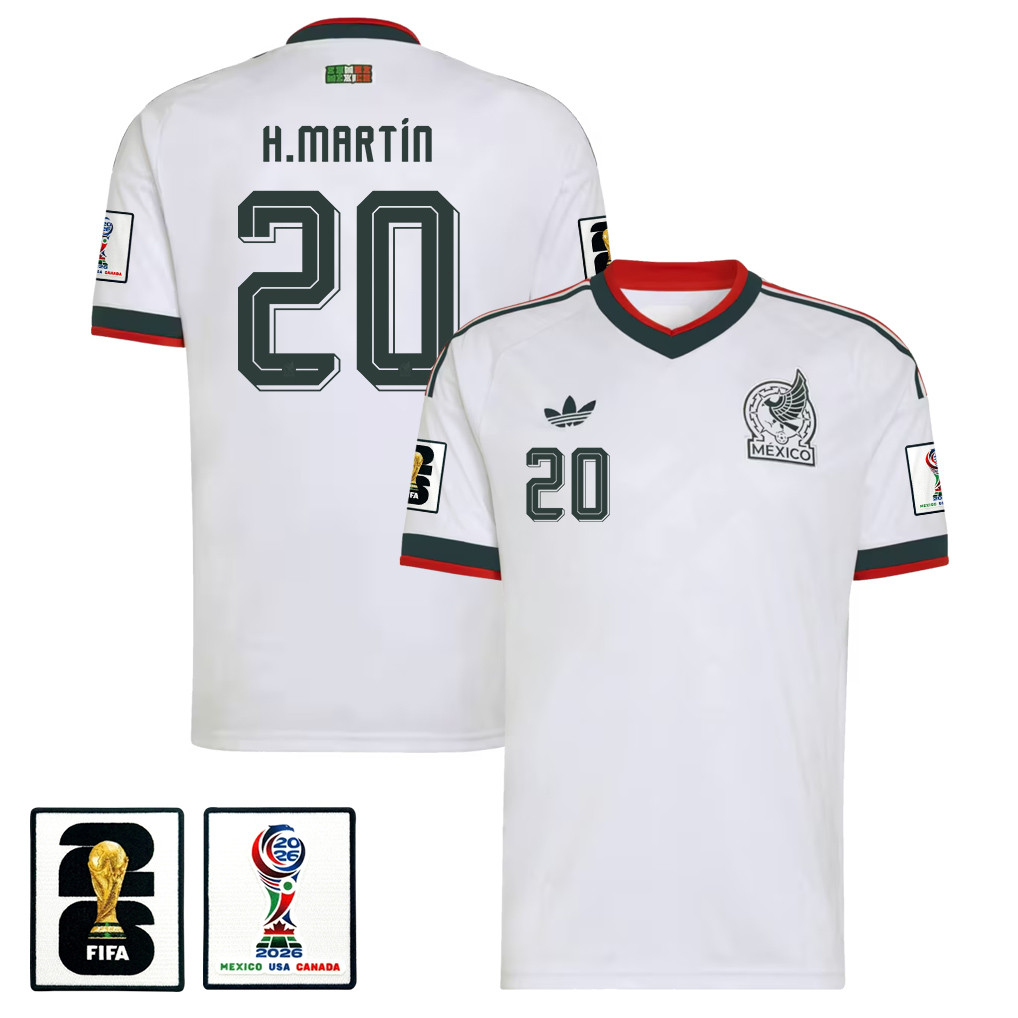 Henry Martín 20 Mexico National Team 2026 x World Cup Patch Away Jersey - White, Men - Jersey Teams