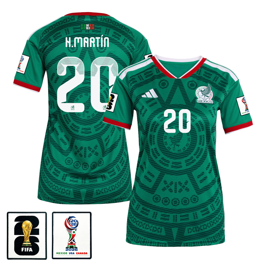 Henry Martín 20 Women's Mexico National Team 2026 Home Jersey - Green - Jersey Teams
