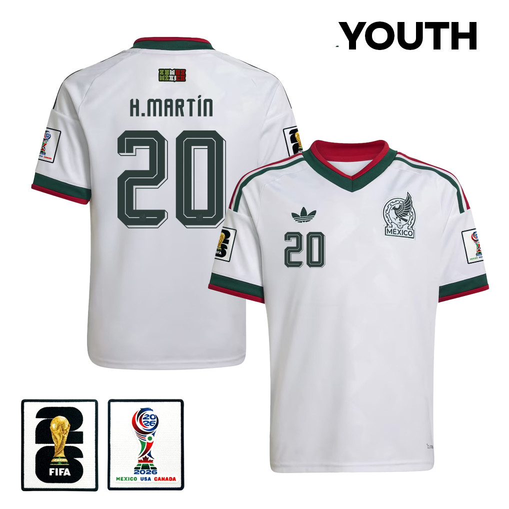 Henry Martín 20 Youth Mexico National Team 2026 Away Jersey - White - Jersey Teams