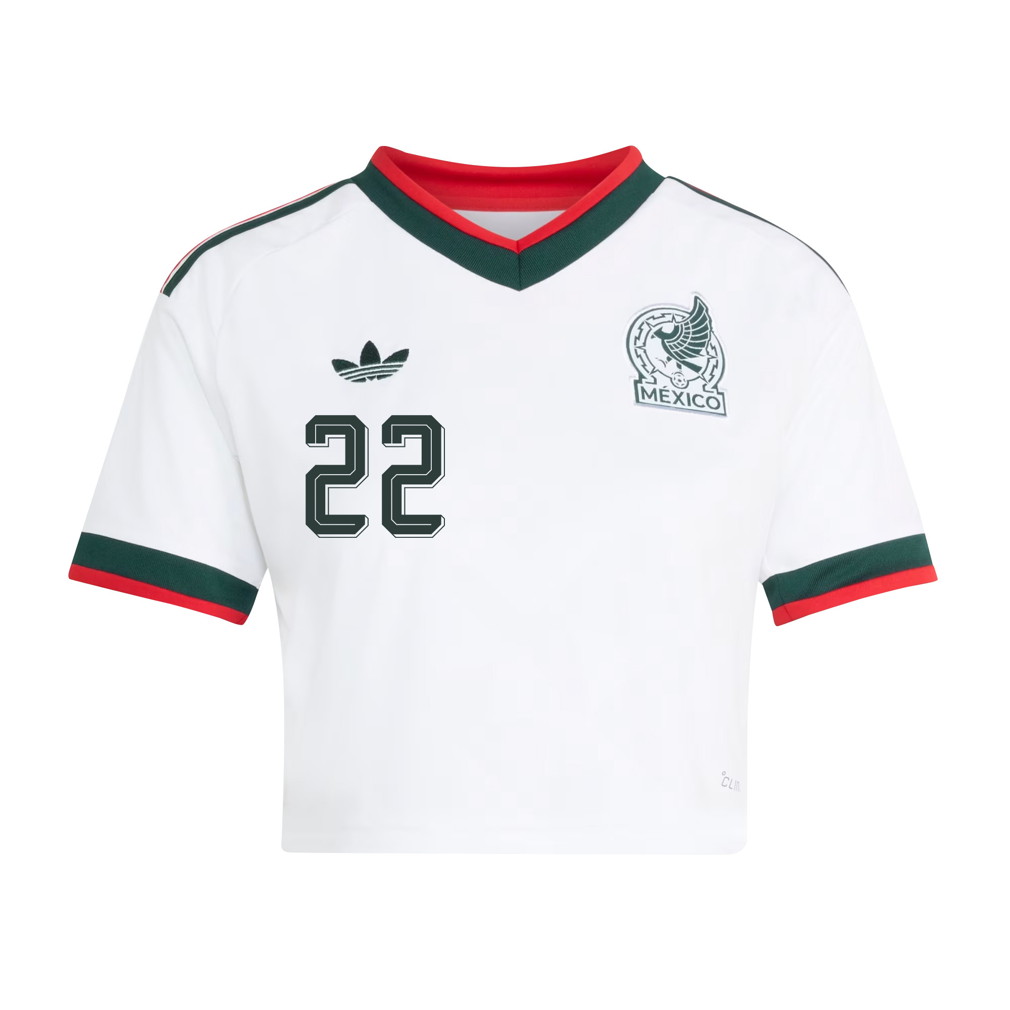 Hirving Lozano 22 Mexico 2026 Away Women’s Cropped Jersey - White - Jersey Teams