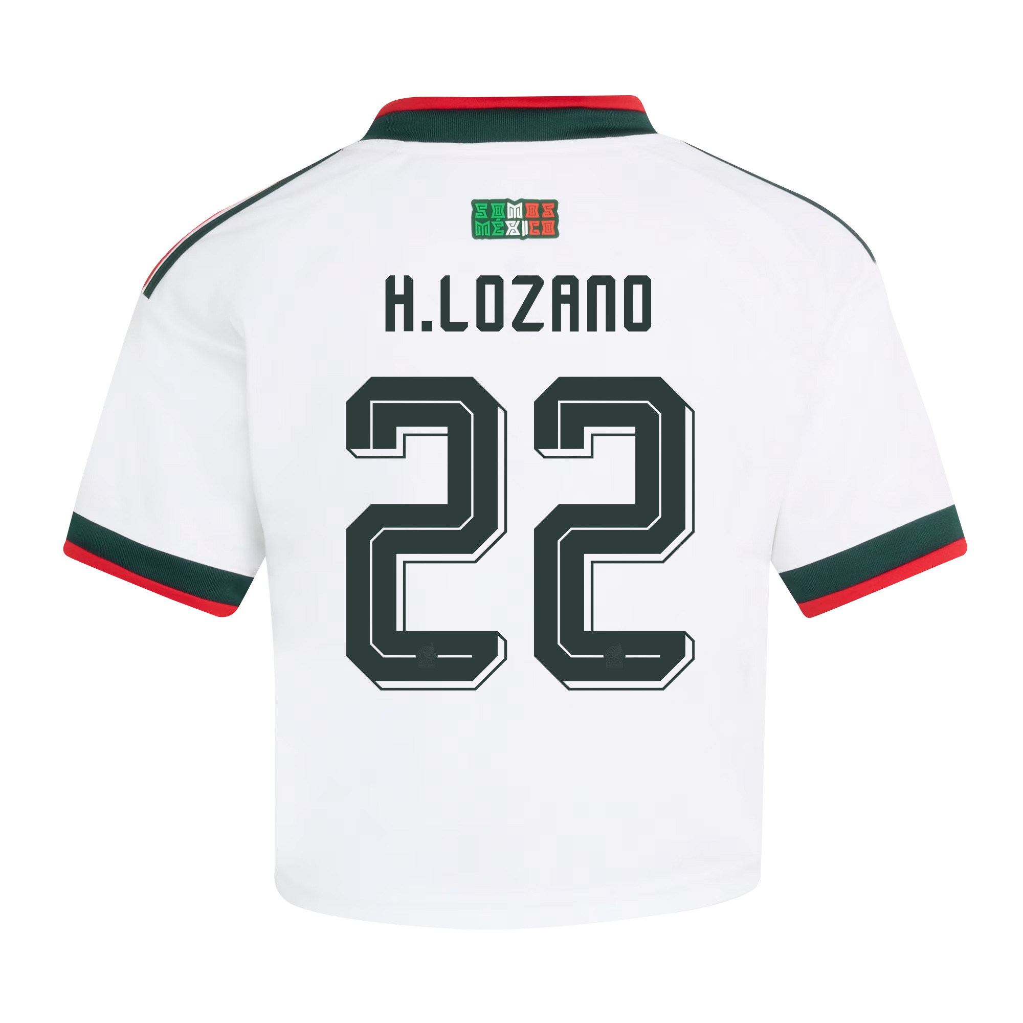 Hirving Lozano 22 Mexico 2026 Away Women’s Cropped Jersey - White - Jersey Teams