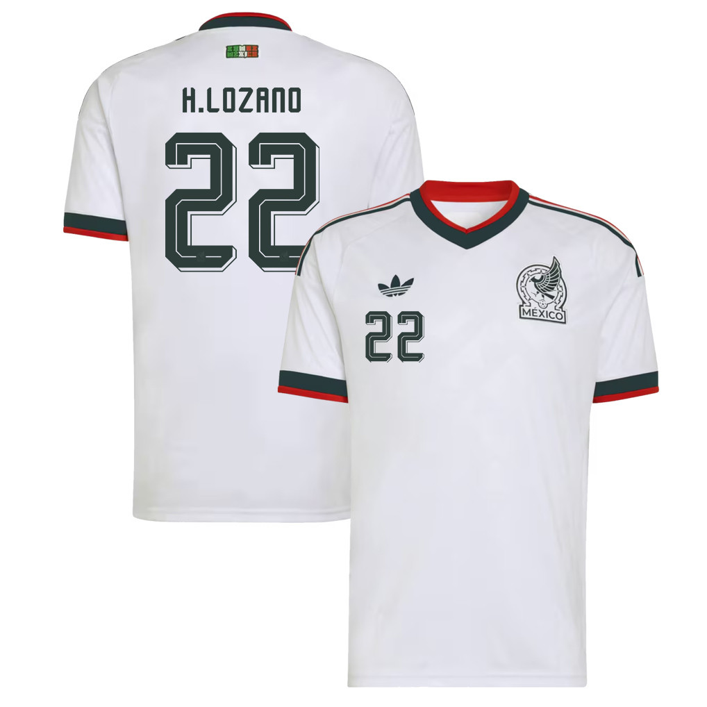 Hirving Lozano 22 Mexico National Team 2026 Away Jersey - White, Men - Jersey Teams