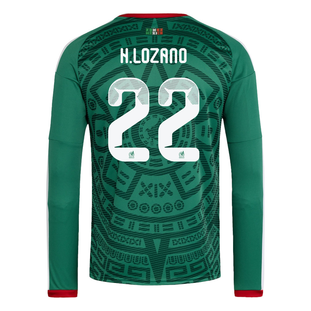 Hirving Lozano 22 Mexico National Team 2026 Home Long Sleeve Jersey - Green - Jersey Teams