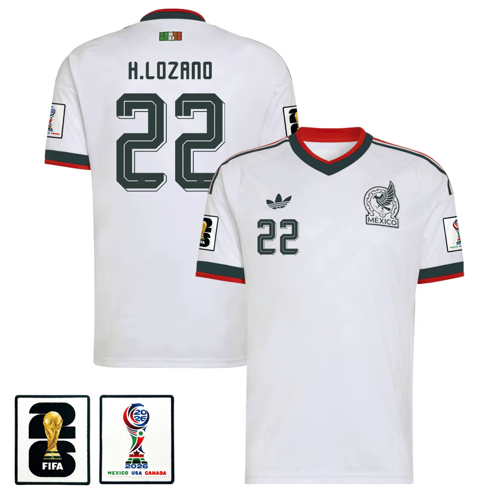 Hirving Lozano 22 Mexico National Team 2026 x World Cup Patch Away Jersey - White, Men - Jersey Teams