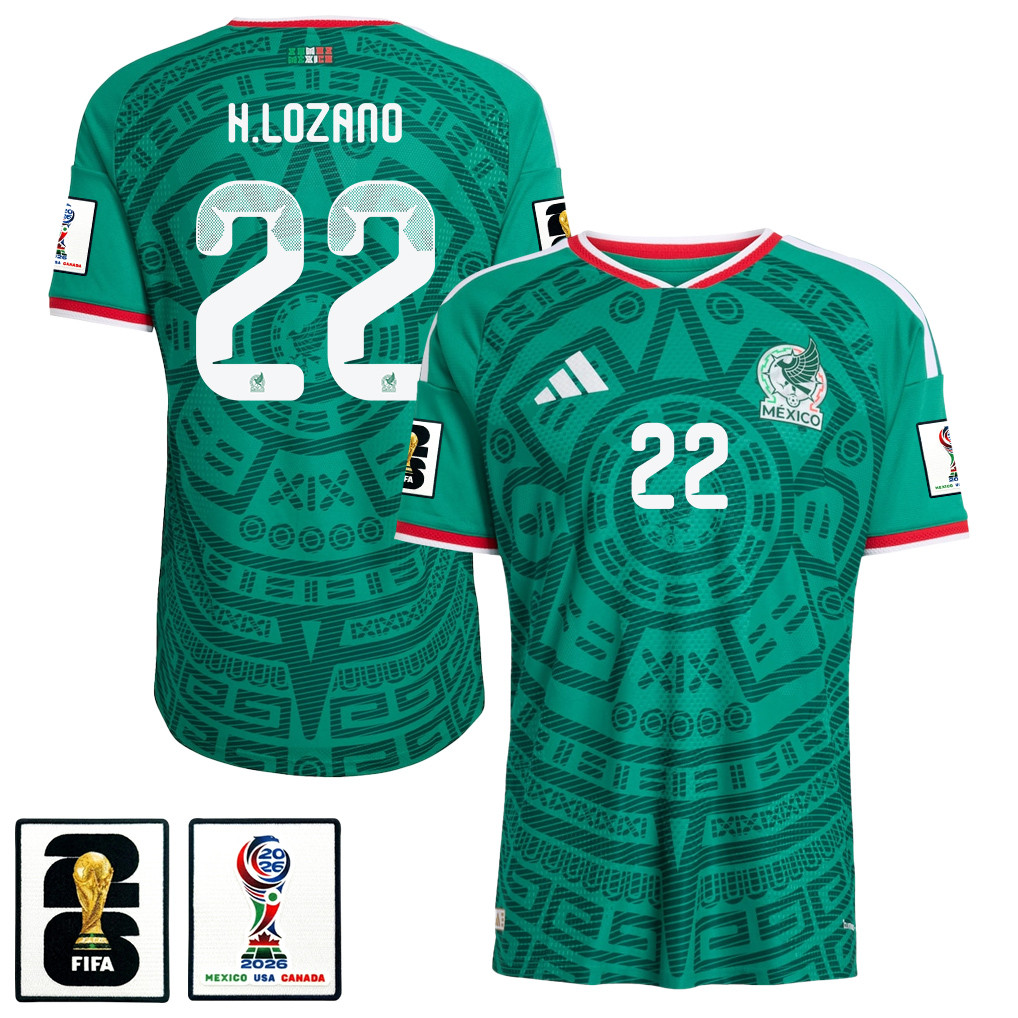 Hirving Lozano 22 Mexico National Team 2026 x World Cup Patch Home Jersey - Green, Men - Jersey Teams