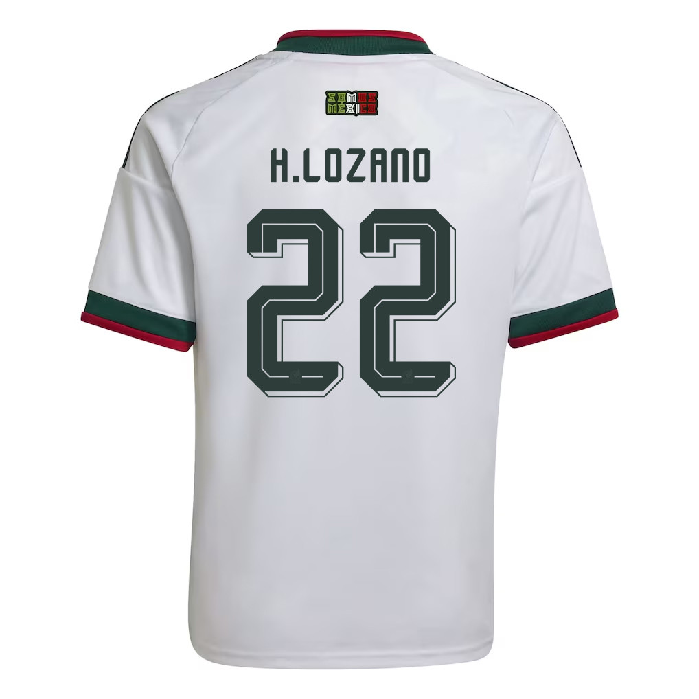 Hirving Lozano 22 Youth Mexico National Team 2026 Away Jersey - White - Jersey Teams