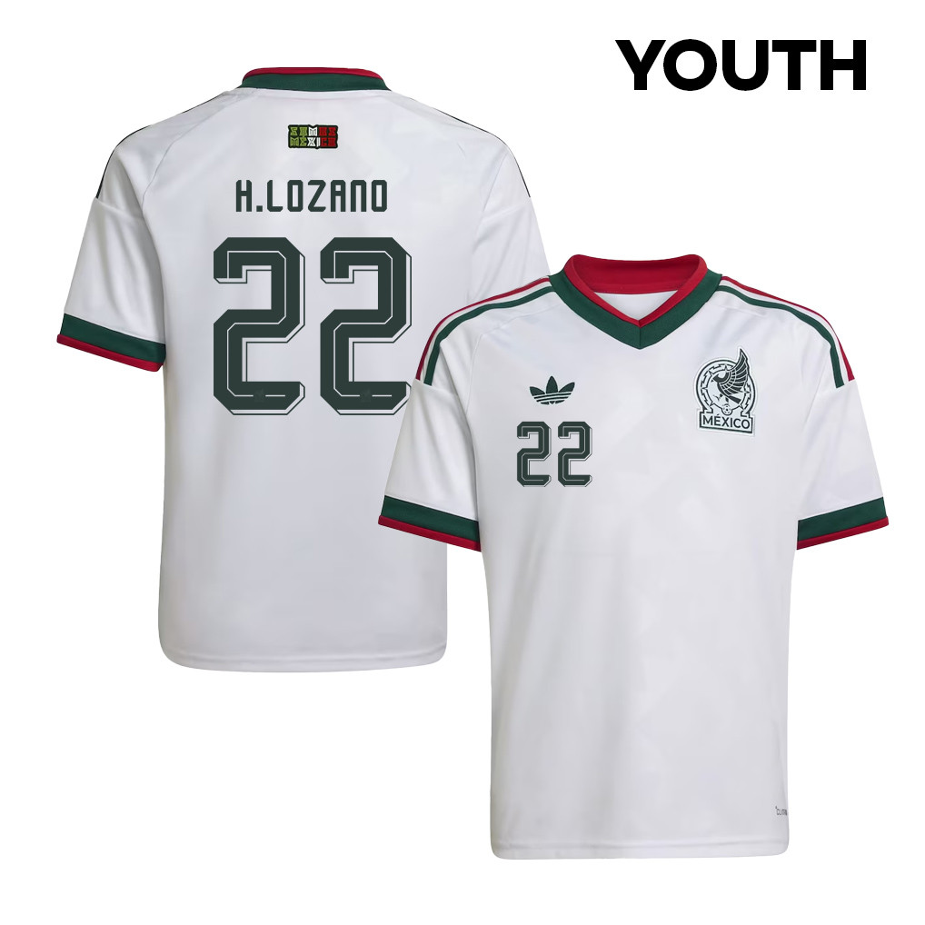 Hirving Lozano 22 Youth Mexico National Team 2026 Away Jersey - White - Jersey Teams