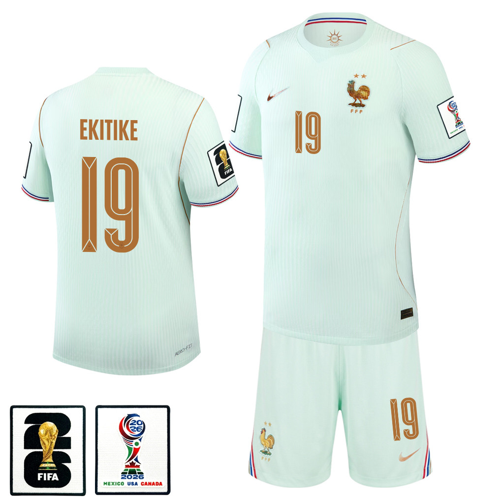 Hugo Ekitike 19 France 2026 Away Men Jersey & Shorts Set – Green – Jersey Teams
