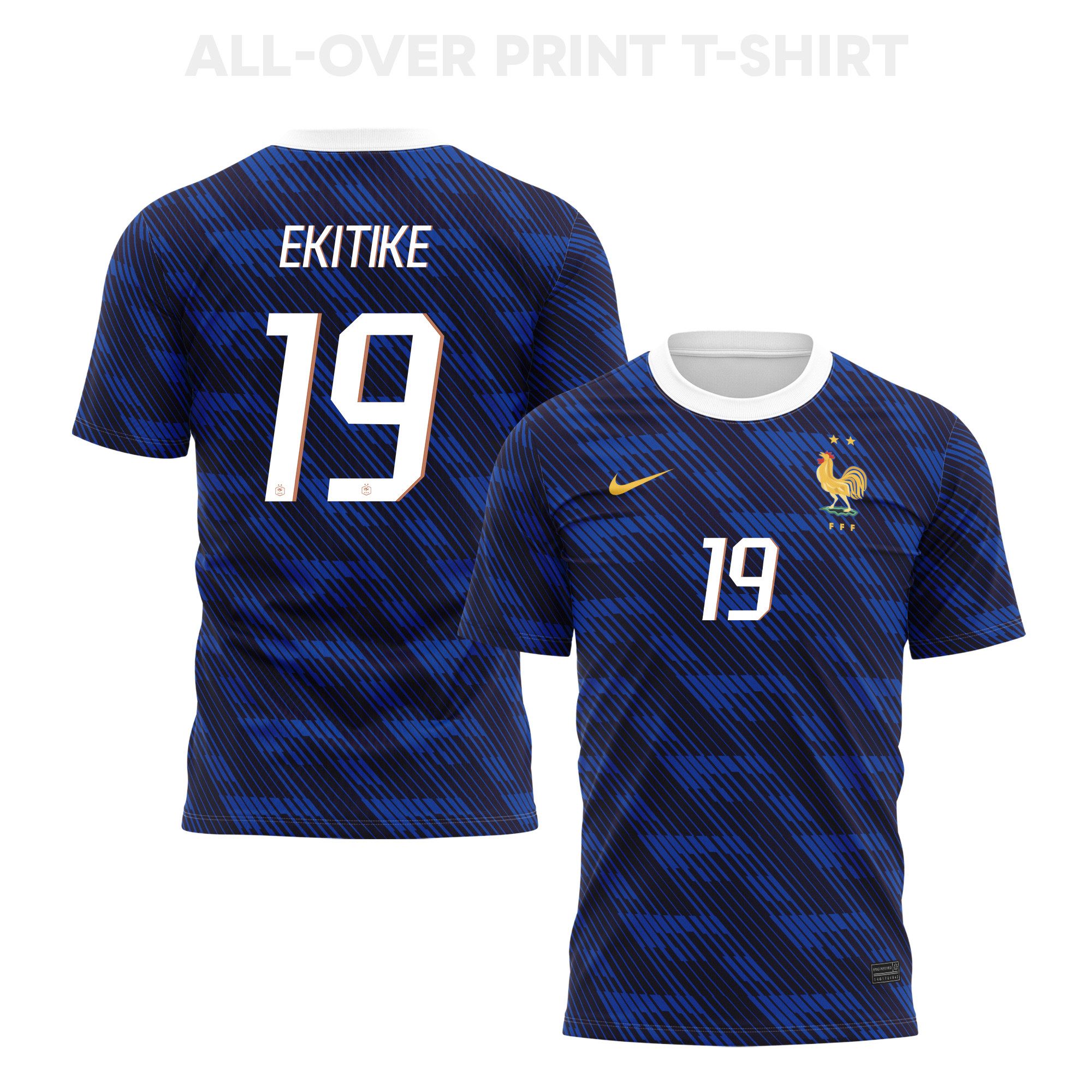 Hugo Ekitike 19 France 2026 Home 3D T-Shirt Fully Printed – Unisex, Blue - Jersey Teams