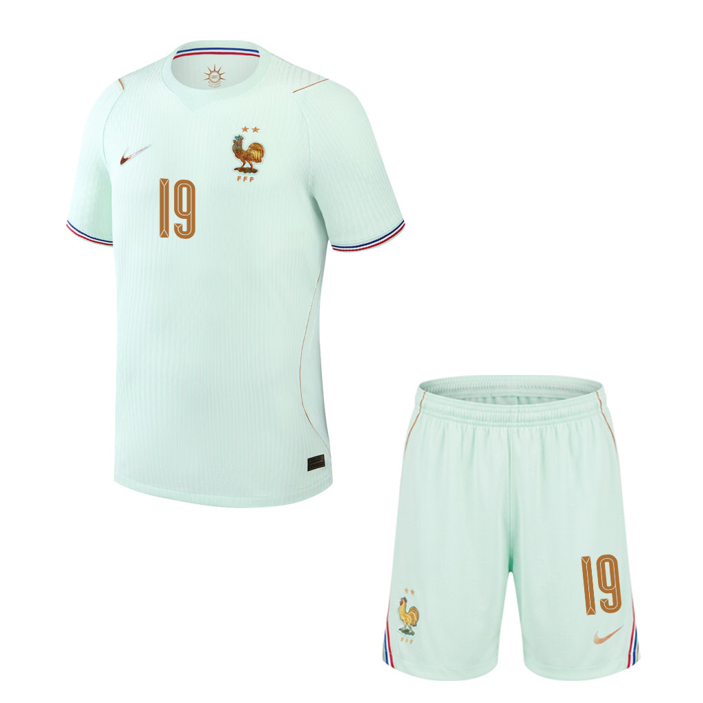 Hugo Ekitike 19 France 2026 YOUTH Away Jersey & Shorts Set - Green - Jersey Teams