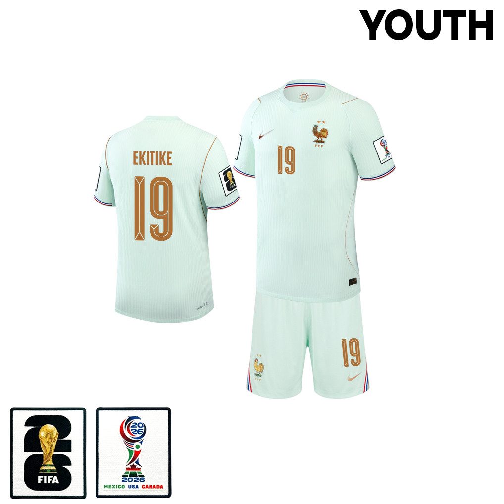 Hugo Ekitike 19 France 2026 YOUTH Away Jersey & Shorts Set – Green – Jersey Teams