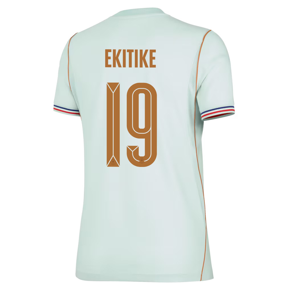 Hugo Ekitike 19 France National Team 2026 Women's Away Jersey - Green - Jersey Teams