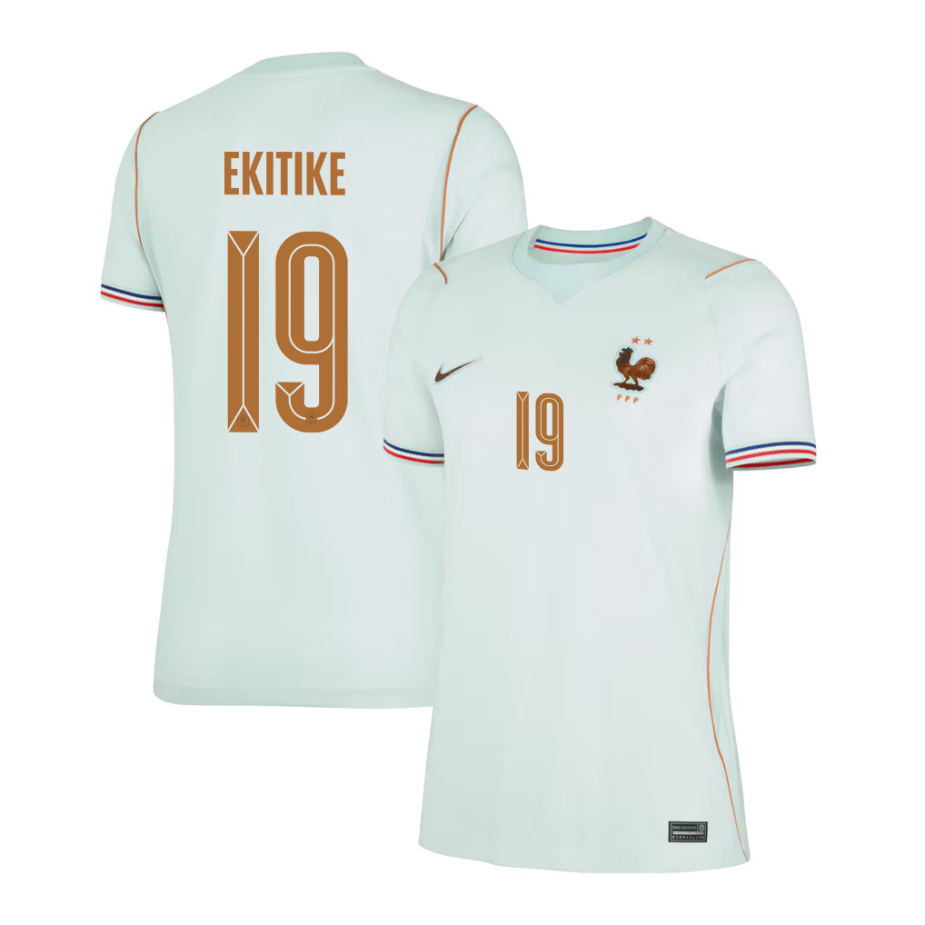 Hugo Ekitike 19 France National Team 2026 Women's Away Jersey - Green - Jersey Teams