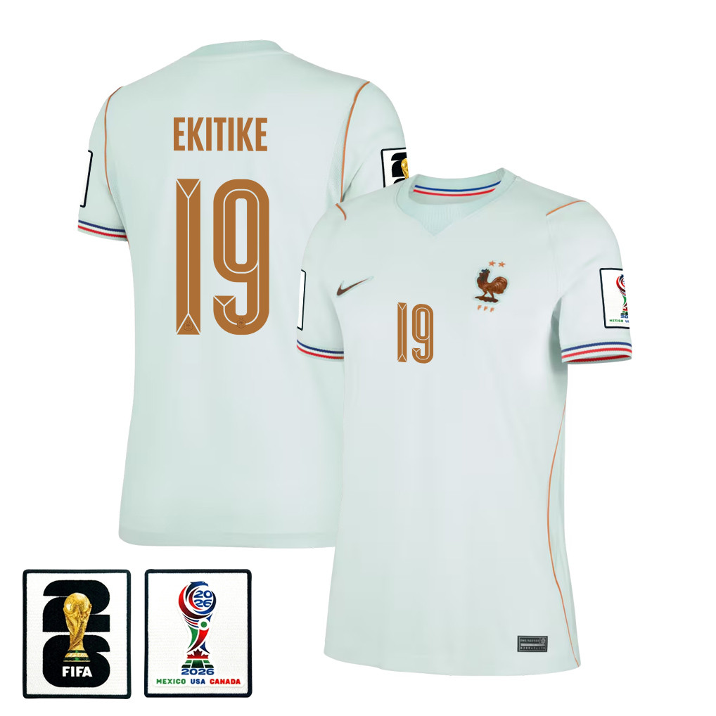 Hugo Ekitike 19 France National Team 2026 Women’s Away Jersey – Green – Jersey Teams