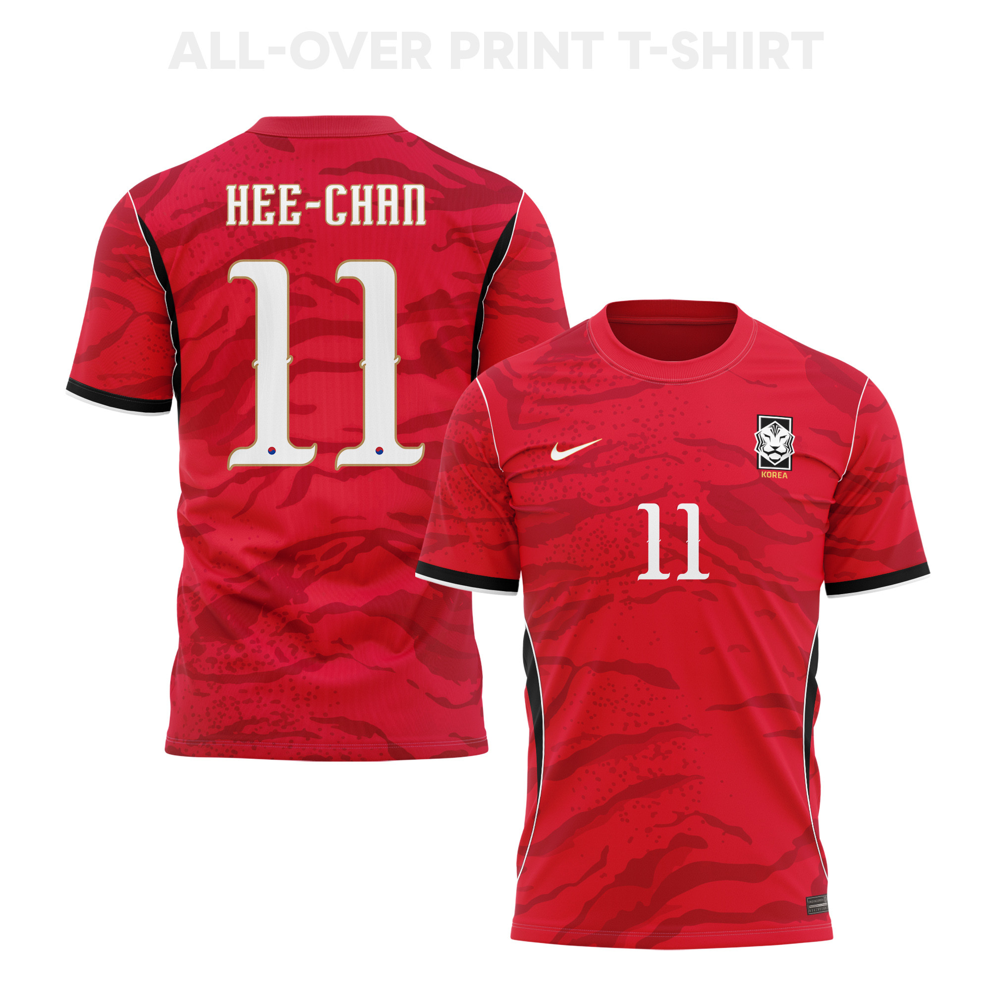 Hwang Hee-chan 11 South Korea 2026 Home 3D T-Shirt Fully Printed – Unisex, Red - Jersey Teams
