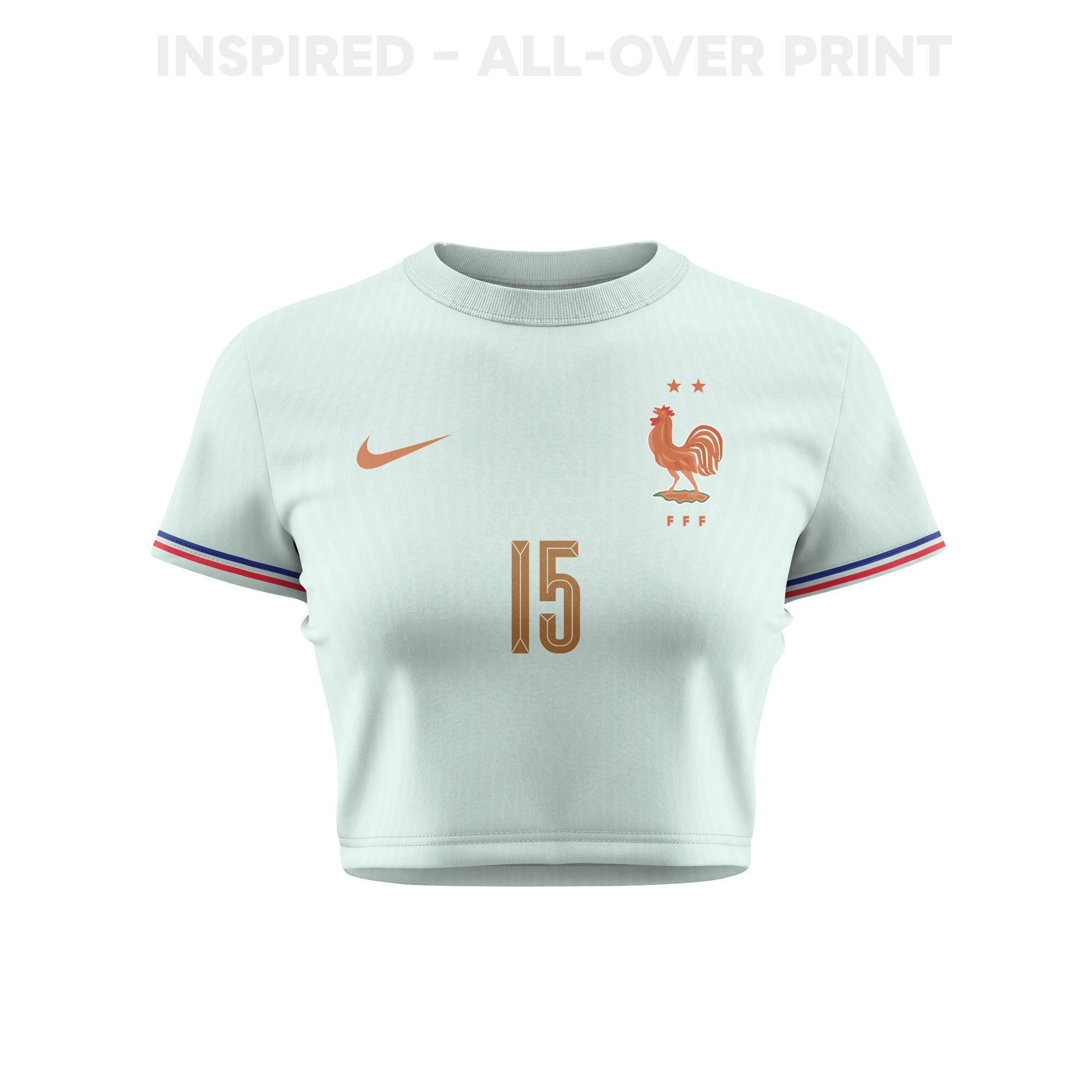 Ibrahima Konaté 15 France 2026 Women's Away All-Over Print Cropped Jersey - Green - Jersey Teams