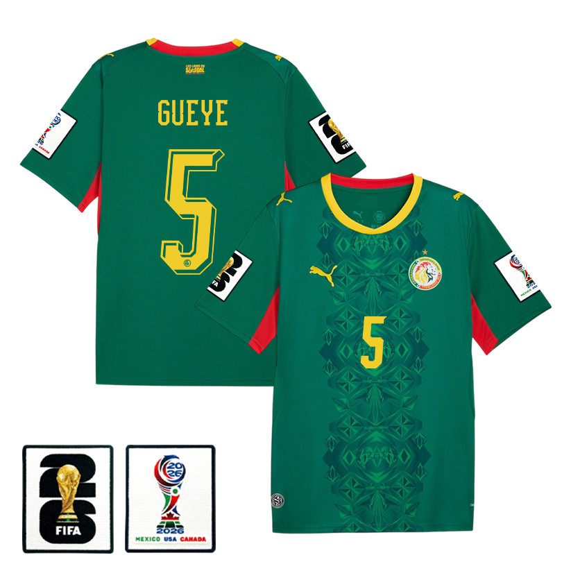 Idrissa Gueye 5 Senegal National Team 2026 x World Cup Patch Away Jersey - Green, Men - Jersey Teams