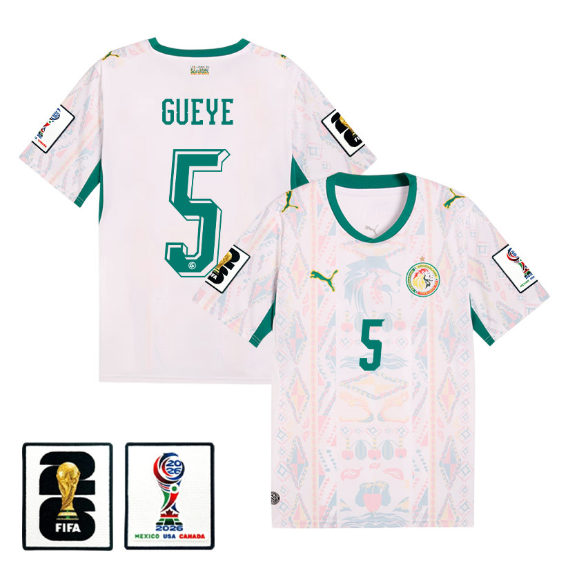 Idrissa Gueye 5 Senegal National Team 2026 x World Cup Patch Home Jersey - Men, White - Jersey Teams