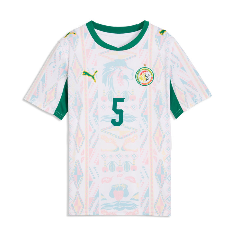 Idrissa Gueye 5 Youth Senegal National Team 2026 Home Jersey - White - Jersey Teams