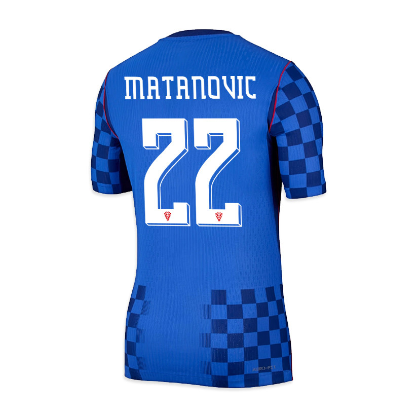 Igor Matanovic 22 Croatia National Team 2026 x World Cup Patch Away Jersey - Blue, Men - Jersey Teams