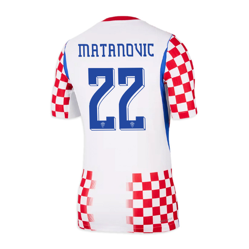 Igor Matanovic 22 Croatia National Team 2026 x World Cup Patch Home Jersey - Men, White/ Red - Jersey Teams