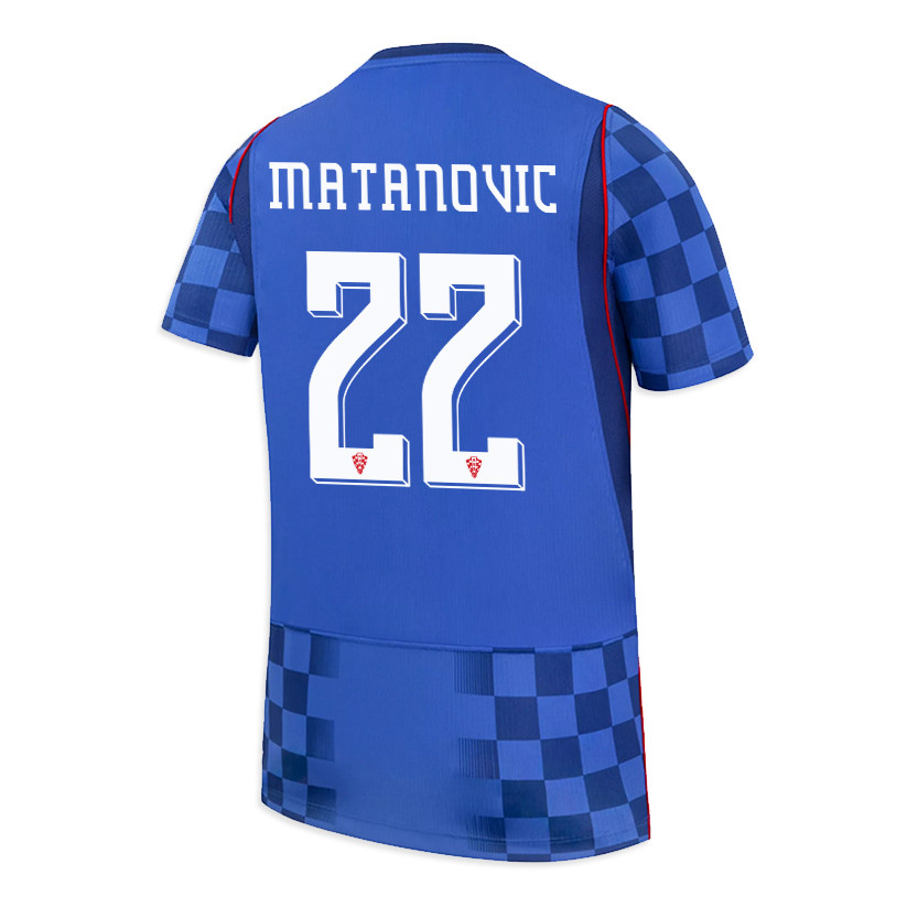 Igor Matanovic 22 Youth Croatia National Team 2026 Away Jersey - Blue - Jersey Teams