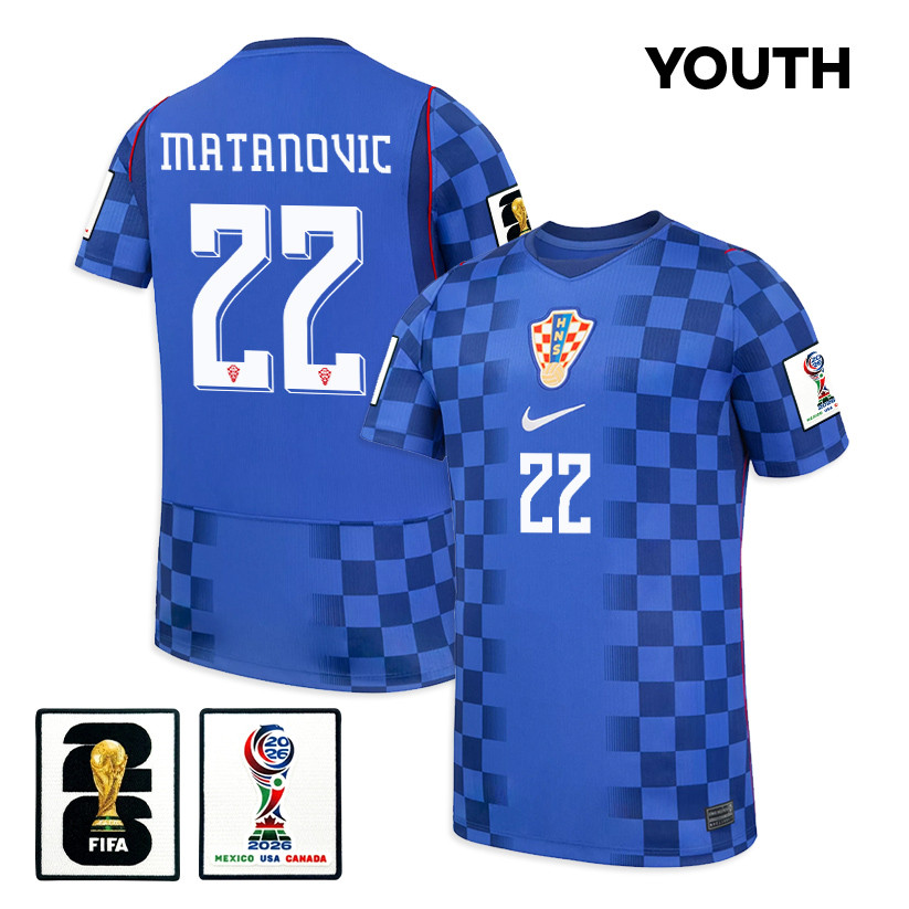 Igor Matanovic 22 Youth Croatia National Team 2026 Away Jersey - Blue - Jersey Teams