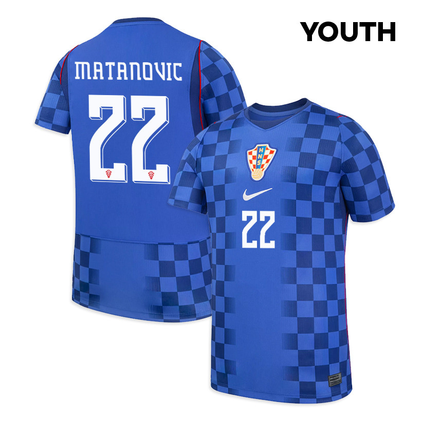 Igor Matanovic 22 Youth Croatia National Team 2026 Away Jersey - Blue - Jersey Teams