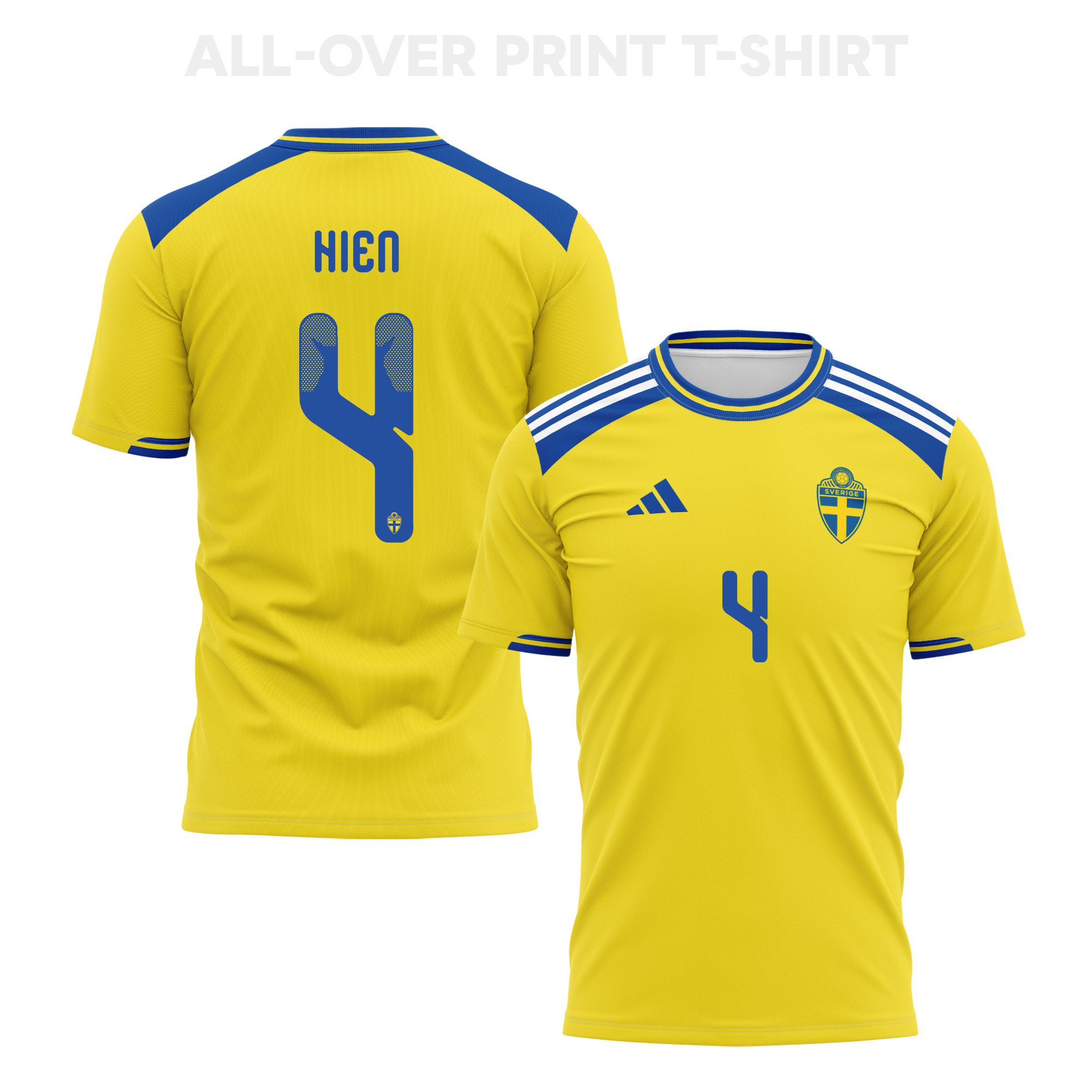 Isak Hien 4 Sweden 2026 Home 3D T-Shirt Fully Printed – Unisex, Yellow - Jersey Teams