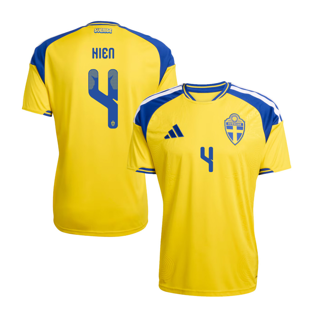 Isak Hien 4 Sweden National Team 2026 Home Jersey - Yellow, Men - Jersey Teams
