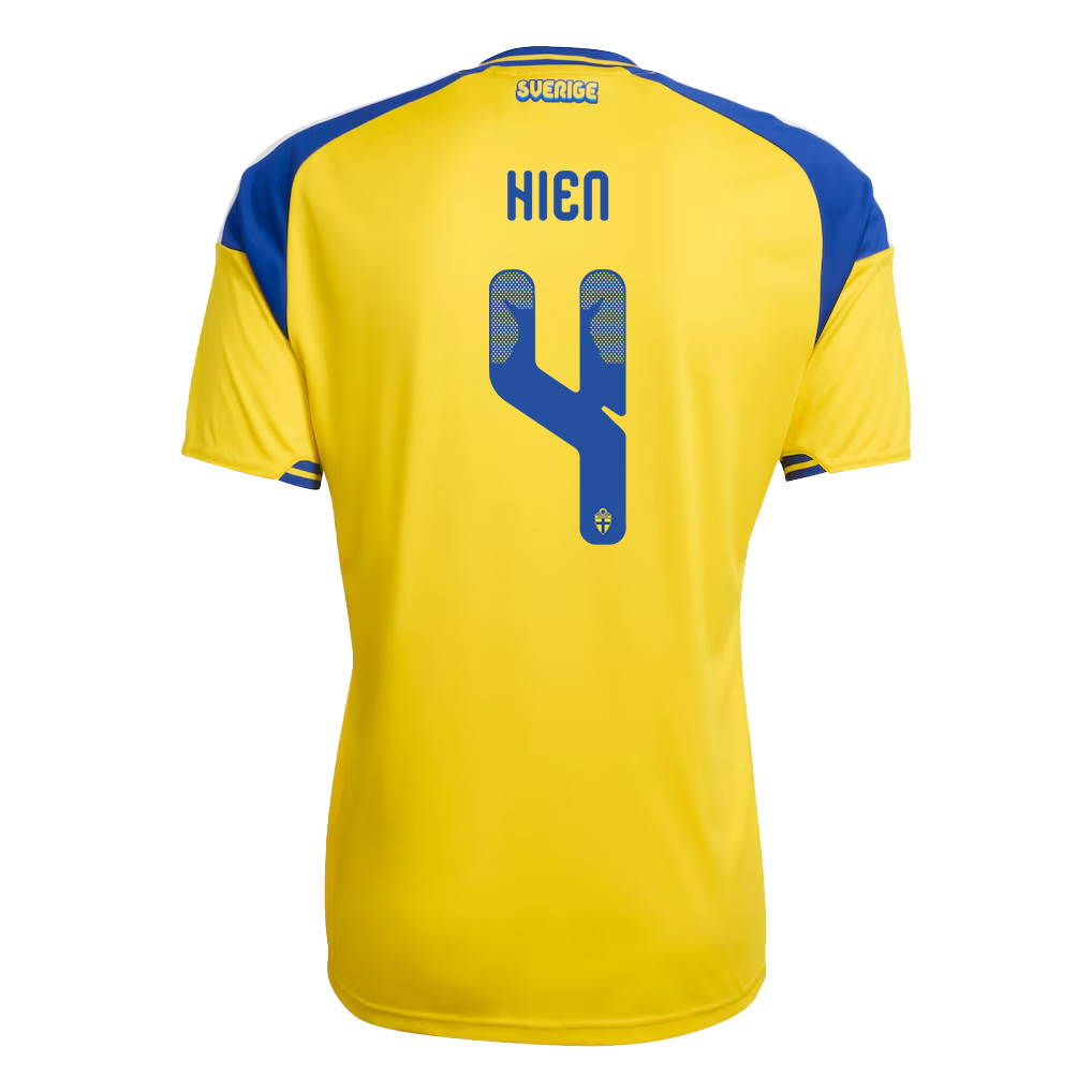 Isak Hien 4 Sweden National Team 2026 Home Jersey - Yellow, Men - Jersey Teams