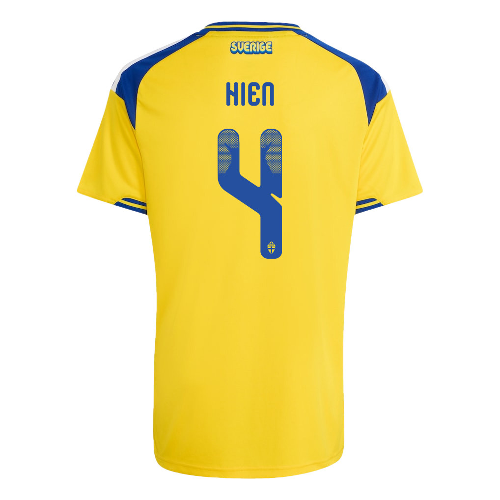 Isak Hien 4 Youth Sweden National Team 2026 Home Jersey - Yellow - Jersey Teams