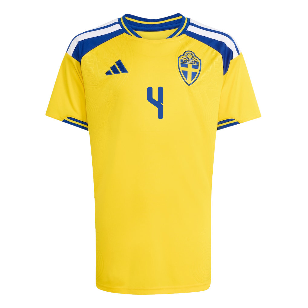 Isak Hien 4 Youth Sweden National Team 2026 Home Jersey - Yellow - Jersey Teams