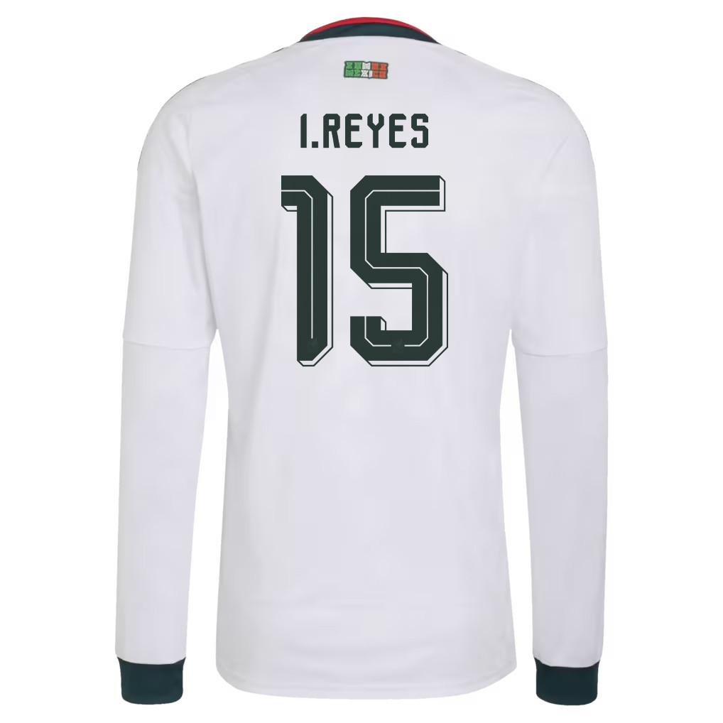Israel Reyes 15 Mexico National Team 2026 Away Long Sleeve Jersey - White - Jersey Teams