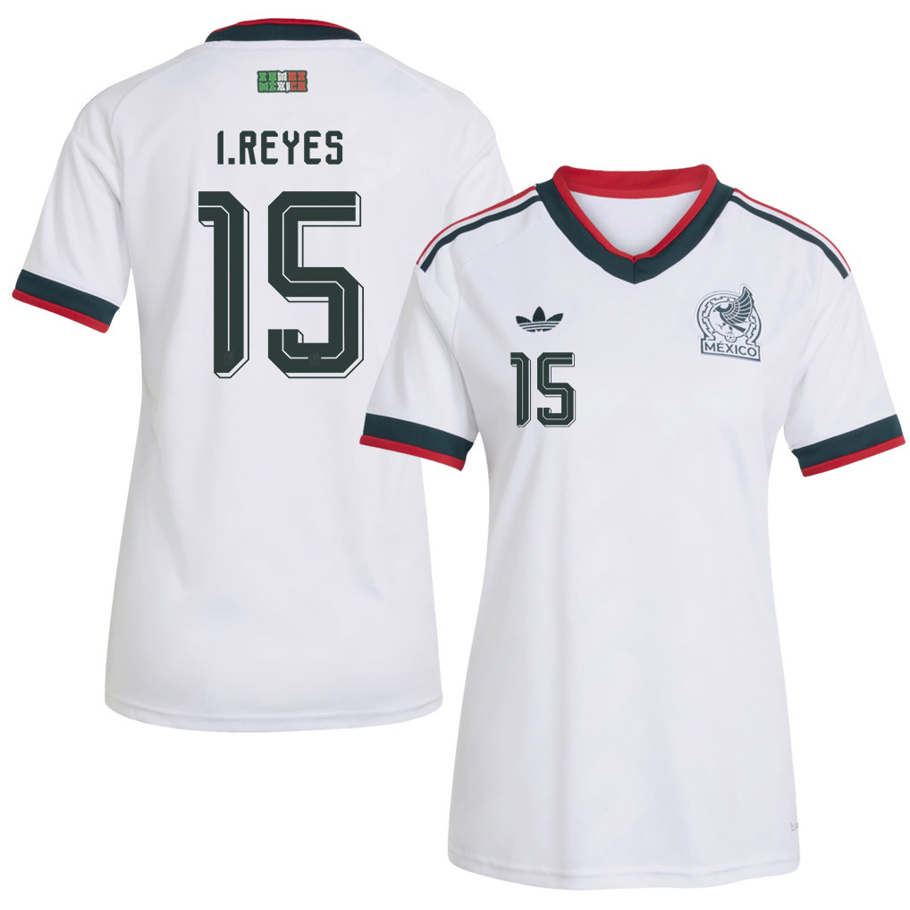 Israel Reyes 15 Women's Mexico National Team 2026 Away Jersey - White - Jersey Teams