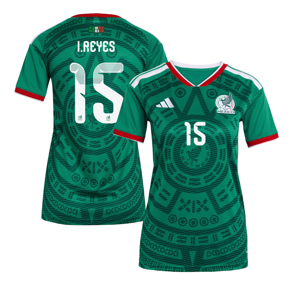 Israel Reyes 15 Women's Mexico National Team 2026 Home Jersey - Green - Jersey Teams