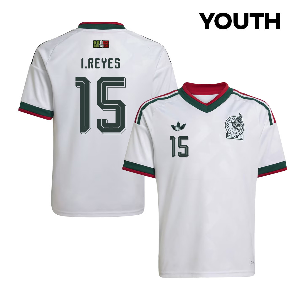 Israel Reyes 15 Youth Mexico National Team 2026 Away Jersey - White - Jersey Teams