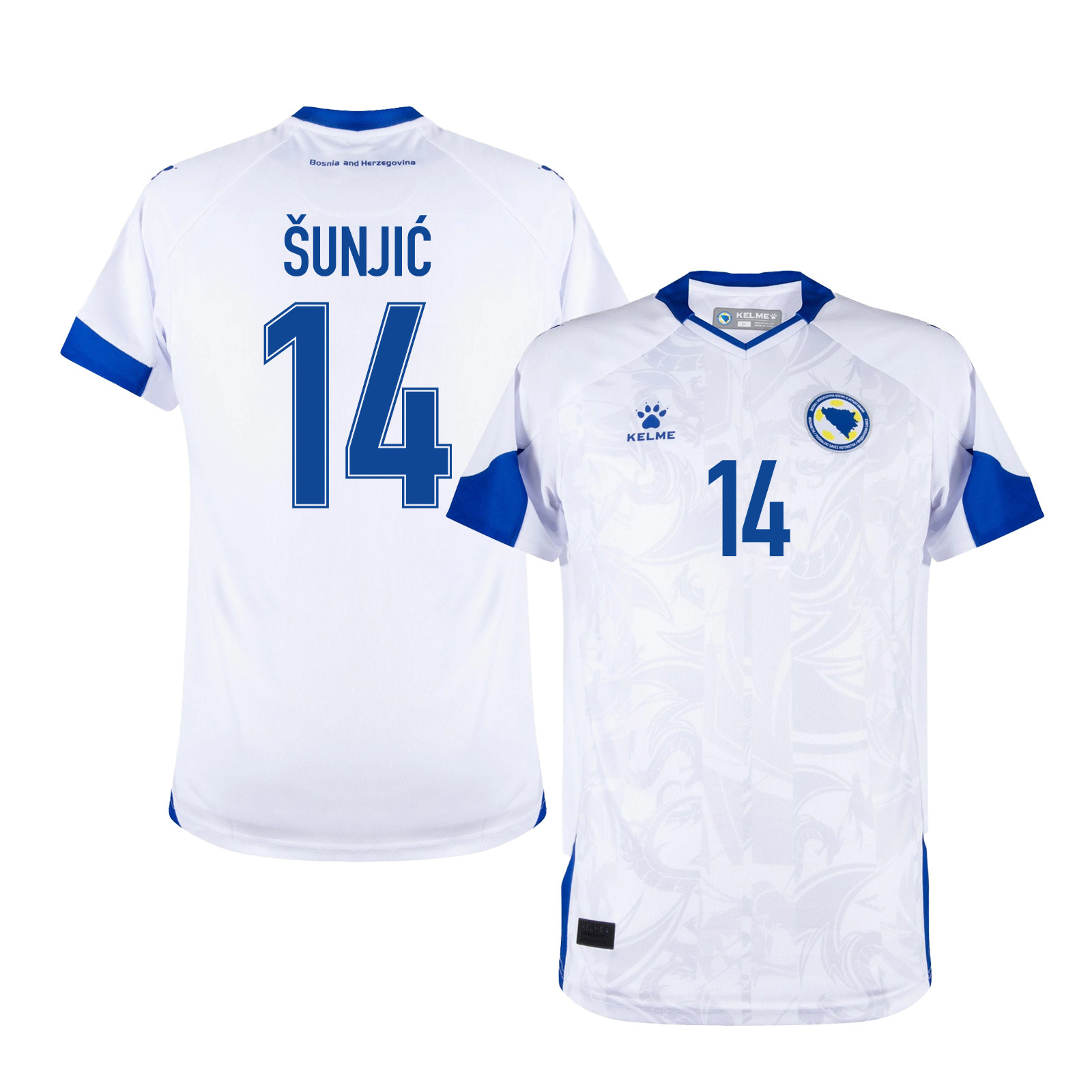 Ivan Šunjić 14 Bosnia and Herzegovina 2026 Away Jersey - White, Men - Jersey Teams