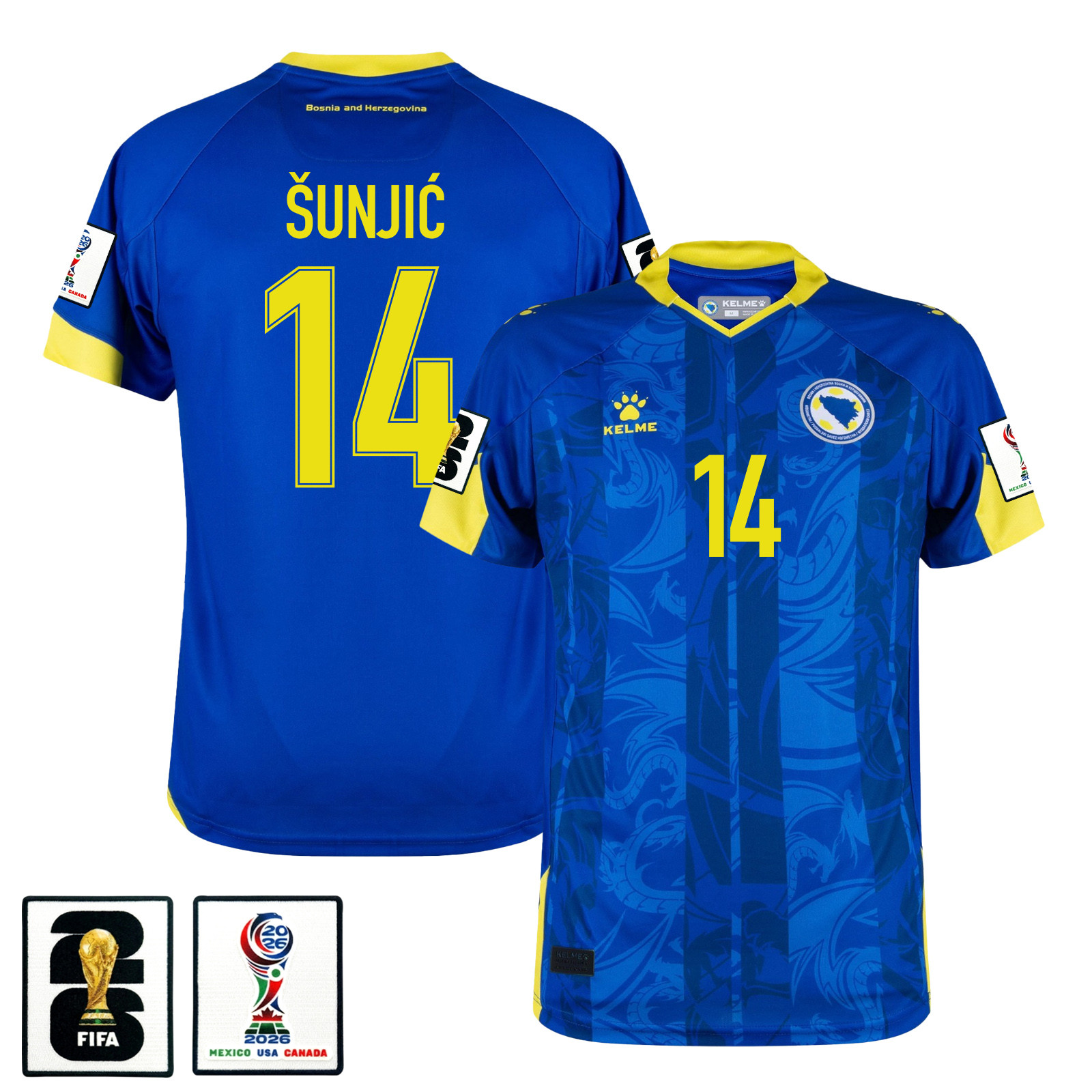 Ivan Å unjić 14 Bosnia and Herzegovina 2026 Home Jersey – Blue, Men – Jersey Teams