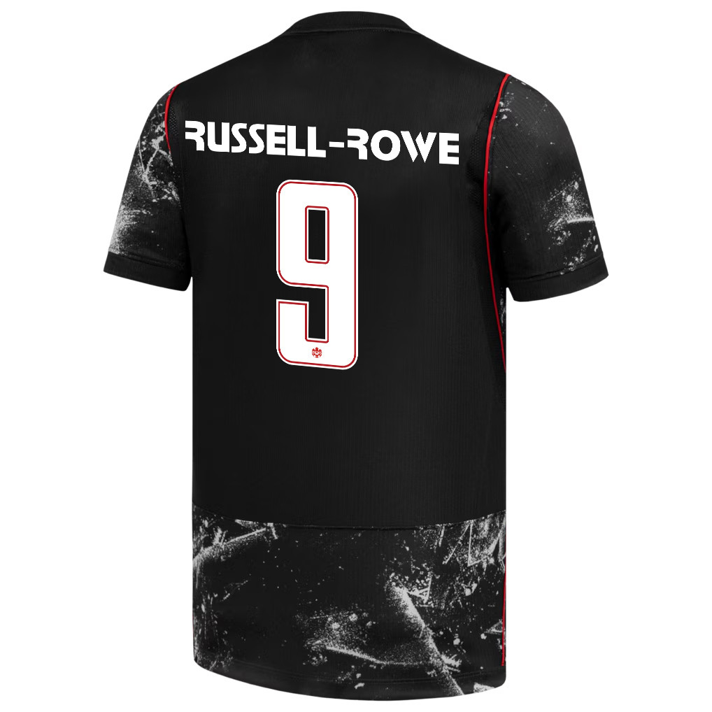 Jacen Russell-Rowe 9 Canada National Team 2026 x World Cup Patch Away Jersey - Black, Men - Jersey Teams