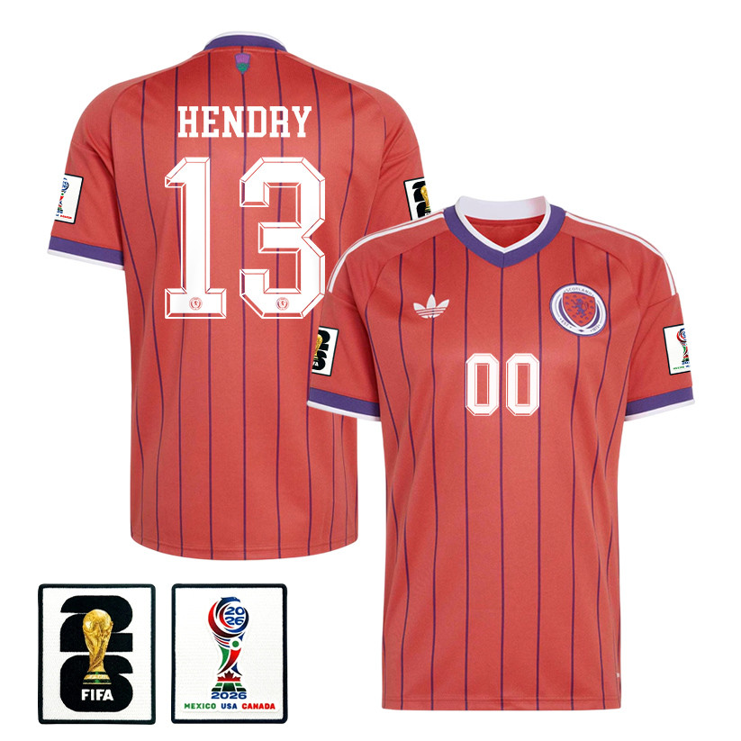 Jack Hendry 13 Scotland National Team 2026 x World Cup Patch Away Jersey - Red, Men - Jersey Teams