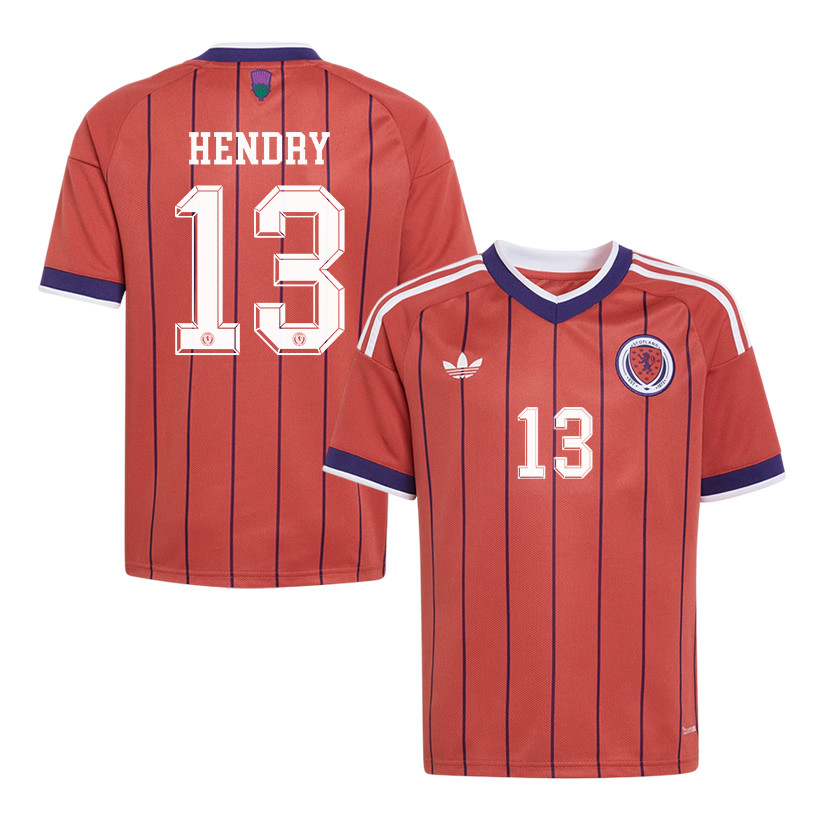 Jack Hendry 13 Youth Scotland National Team 2026 Away Jersey - Red - Jersey Teams