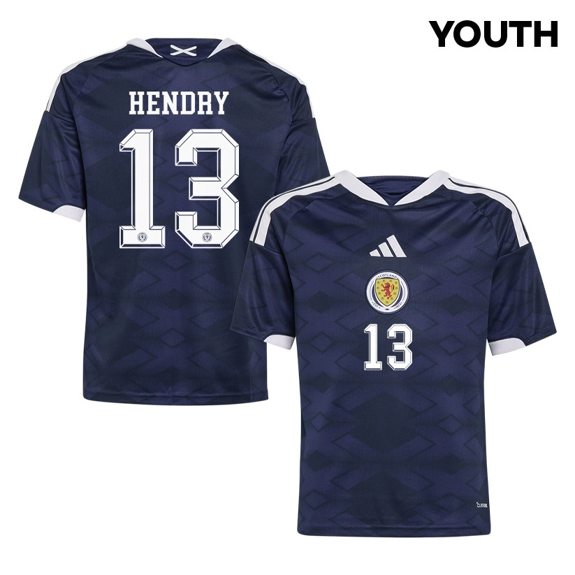 Jack Hendry 13 Youth Scotland National Team 2026 Home Jersey - Navy - Jersey Teams